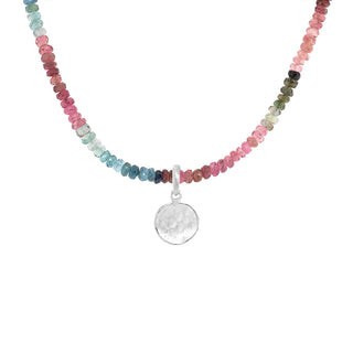 Natural Gemstone Hammered Disc Necklace - Anne Sportun Fine Jewellery