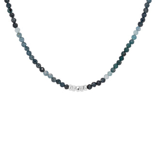 Center 5 Hammered Bead Natural Gemstone Necklace - Anne Sportun Fine Jewellery