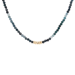 Center 5 Hammered Bead Natural Gemstone Necklace - Anne Sportun Fine Jewellery