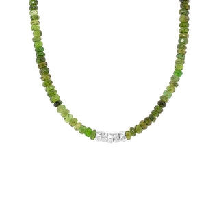 Center 5 Hammered Bead Natural Gemstone Necklace - Anne Sportun Fine Jewellery