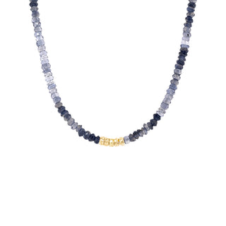 Center 5 Hammered Bead Natural Gemstone Necklace - Anne Sportun Fine Jewellery
