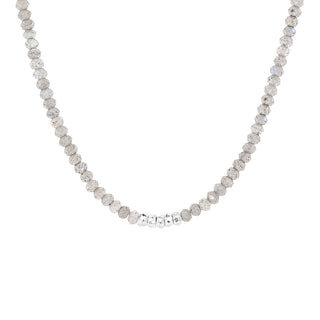 Center 5 Hammered Bead Natural Gemstone Necklace - Anne Sportun Fine Jewellery