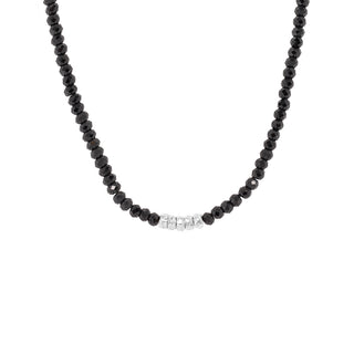 Center 5 Hammered Bead Natural Gemstone Necklace - Anne Sportun Fine Jewellery