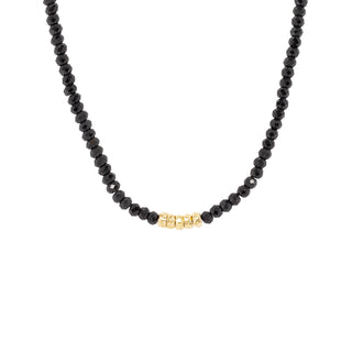 Center 5 Hammered Bead Natural Gemstone Necklace - Anne Sportun Fine Jewellery