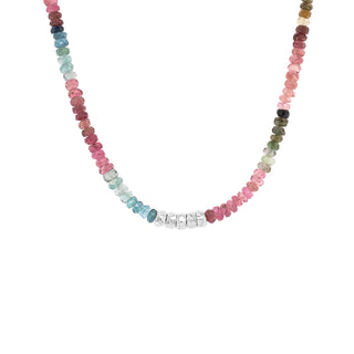 Center 5 Hammered Bead Natural Gemstone Necklace - Anne Sportun Fine Jewellery