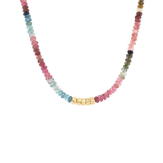 Center 5 Hammered Bead Natural Gemstone Necklace - Anne Sportun Fine Jewellery