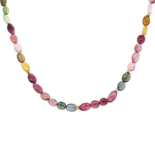 Candy Watermelon Tourmaline Beaded Necklace