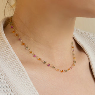 "Limited Edition" Rainbow Sapphire Briolette Tied Necklace - Anne Sportun Fine Jewellery