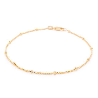 1.9mm Station Bead Satellite Link Chain Bracelet | 14k