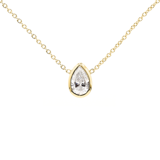 0.50ct Pear Lab Diamond Bezel Set Necklace - Anne Sportun Fine Jewellery