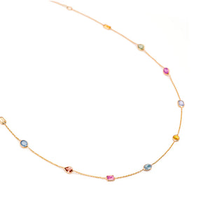 Rainbow Sapphire Station Necklace - 14k - Anne Sportun Fine Jewellery