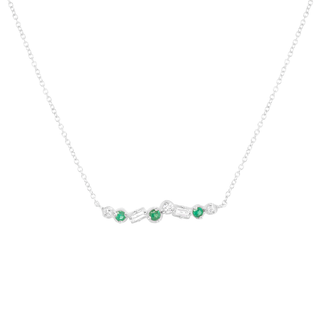 Cascade Diamond And Emerald Bar Necklace - Anne Sportun Fine Jewellery