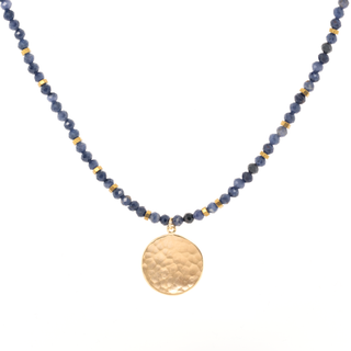 'Wrap' Gemstone Large Hammered Disc Necklace - Anne Sportun Fine Jewellery