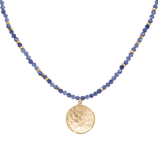 'Wrap' Gemstone Large Hammered Disc Necklace - Anne Sportun Fine Jewellery