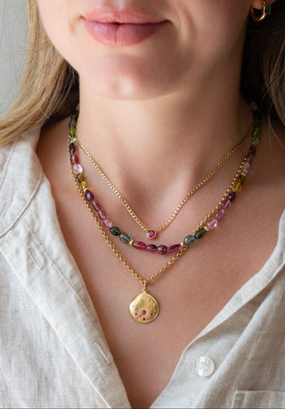 Luna Sunburst Star Coin Rolo Necklace - Anne Sportun Fine Jewellery