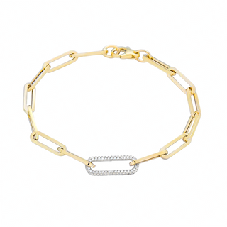 PAVE DIAMOND AND GOLD PAPERCLIP BRACELET