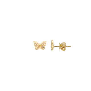 PAVE DIAMOND BUTTERFLY STUD EARRINGS