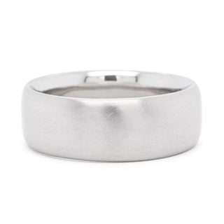 'Heritage' 8mm Straight Edge Comfort Band - 14k White Gold - Anne Sportun Fine Jewellery