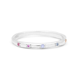Rainbow Sapphire Thinnest Melt Band | Silver