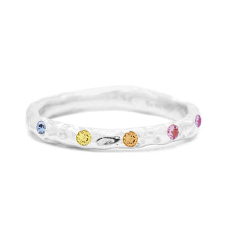 Rainbow Sapphire Maxi Magma Ring | Silver