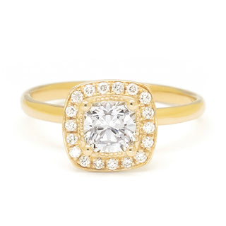 0.71ct Brilliant Cushion Diamond with Pave Halo Ring - Anne Sportun Fine Jewellery