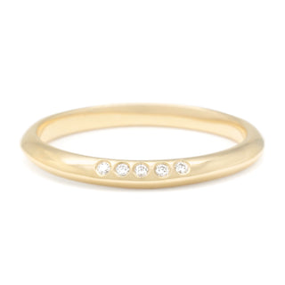 Knife Edge Band with Diamond Cluster