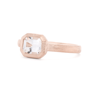 'Boulder' Emerald Cut White Topaz Ring