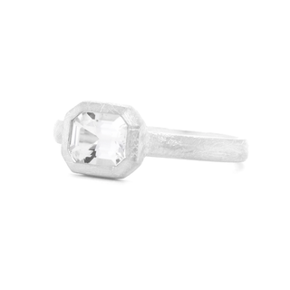 'Boulder' Emerald Cut White Topaz Ring