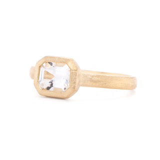 'Boulder' Emerald Cut White Topaz Ring