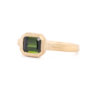 'Boulder' Emerald Cut Green Tourmaline Ring