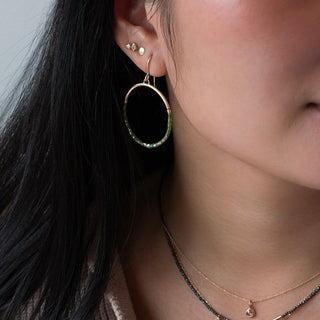 Green Diamond Bead Hoops | 14k - Anne Sportun Fine Jewellery