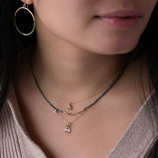 Rosecut Sapphire & Diamond Charm Necklace | 14k - Anne Sportun Fine Jewellery