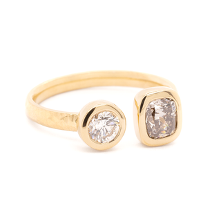Toi et Moi Champagne and White Diamond Ring