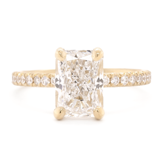 1.87ct Radiant Lab Diamond Fishtail Hearts + Arrows Band Ring