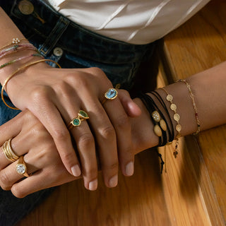 Linen Cord Diamond Stardust Petal Bracelet - Anne Sportun Fine Jewellery