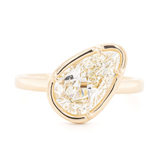 Tilted 2.01ct Old Mine Vintage Pear Diamond Ring