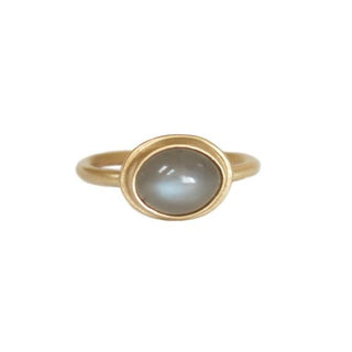 14k Gray Moonstone Cabochon Ring