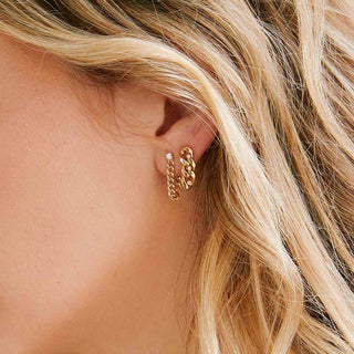 Large Curb Chain Drop Earrings W/ Diamonds | 14k - Anne Sportun Fine Jewellery