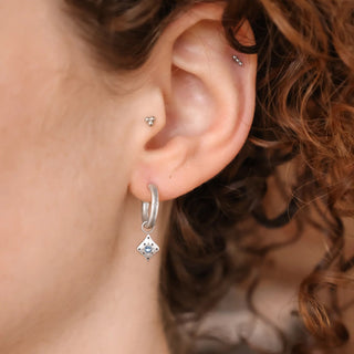 Aquamarine Silver Nights Charm Hoops - Anne Sportun Fine Jewellery