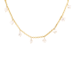 Keshi Nugget Station Rolo Necklace - Final Sale