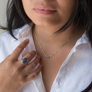 No.03 'Archive' Oval Blue Sapphire Necklace - Anne Sportun Fine Jewellery