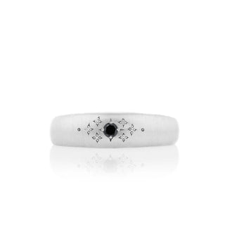 Black Diamond Tapered Silver Moon Band - Anne Sportun Fine Jewellery