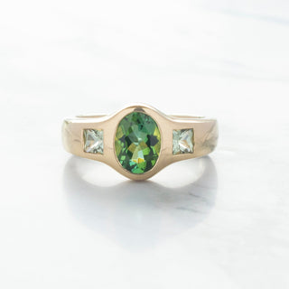 No.02 'Archive' 1.52ct Oval Green Tourmaline Signet Bombe Ring - Anne Sportun Fine Jewellery