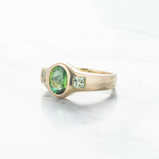 No.02 'Archive' 1.52ct Oval Green Tourmaline Signet Bombe Ring - Anne Sportun Fine Jewellery
