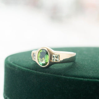 No.02 'Archive' 1.52ct Oval Green Tourmaline Signet Bombe Ring - Anne Sportun Fine Jewellery