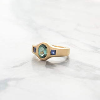 No.43 'Archive' ~1.45ct Oval Green Tourmaline Signet Bombe Ring - Anne Sportun Fine Jewellery