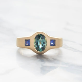 No.43 'Archive' ~1.45ct Oval Green Tourmaline Signet Bombe Ring
