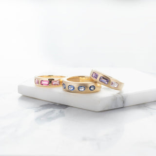 No.21 'Archive' Emerald Cut Ombre Purple Sapphire Band - Anne Sportun Fine Jewellery