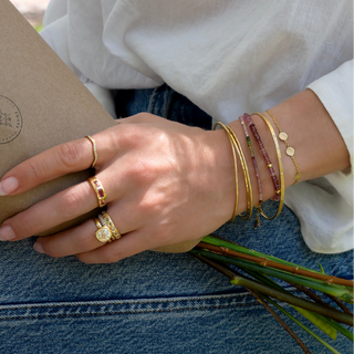 Hammered Bead Natural Gemstone Bracelet - Anne Sportun Fine Jewellery