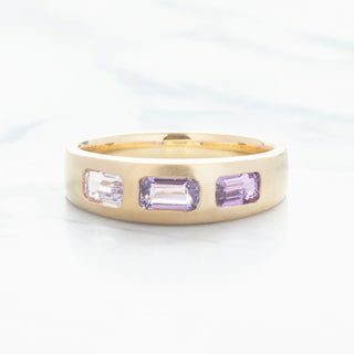 No.21 'Archive' Emerald Cut Ombre Purple Sapphire Band